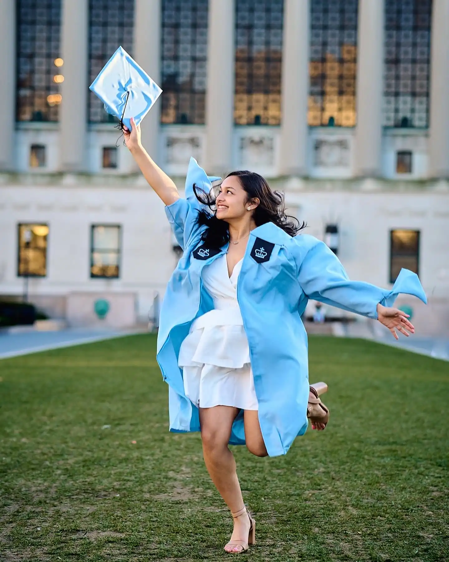 Mid-air graduation cap toss